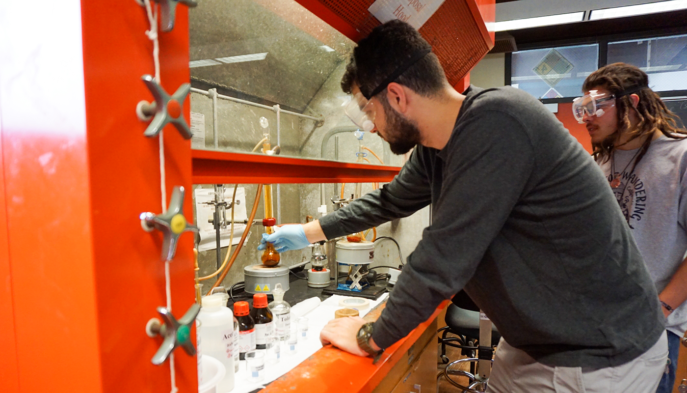 SBCC Chemistry Student mixing a solution.